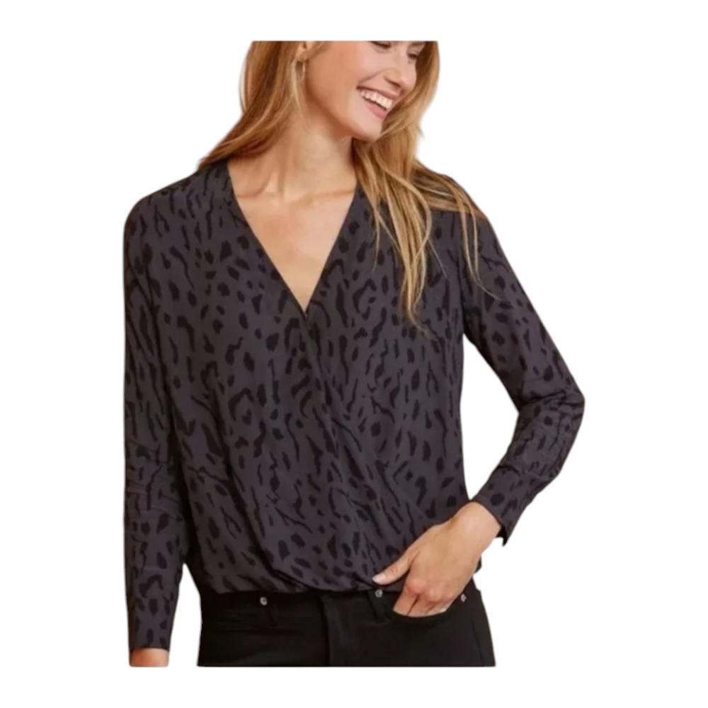 Rails Hillary Cheetah Print Drape Front Top Size Large